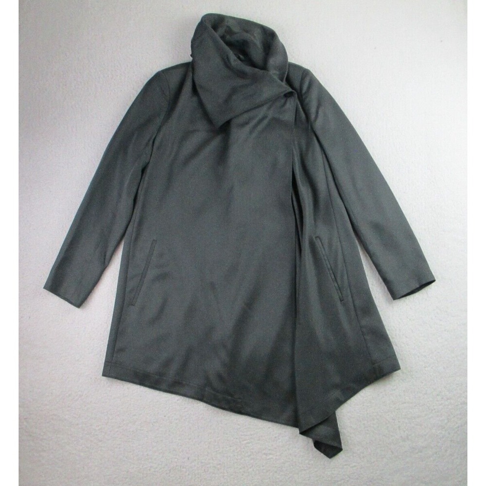 All Saints Aiko Monument Coat Womens Size 0 Gray Jacket Waterfall Asymmetrical
